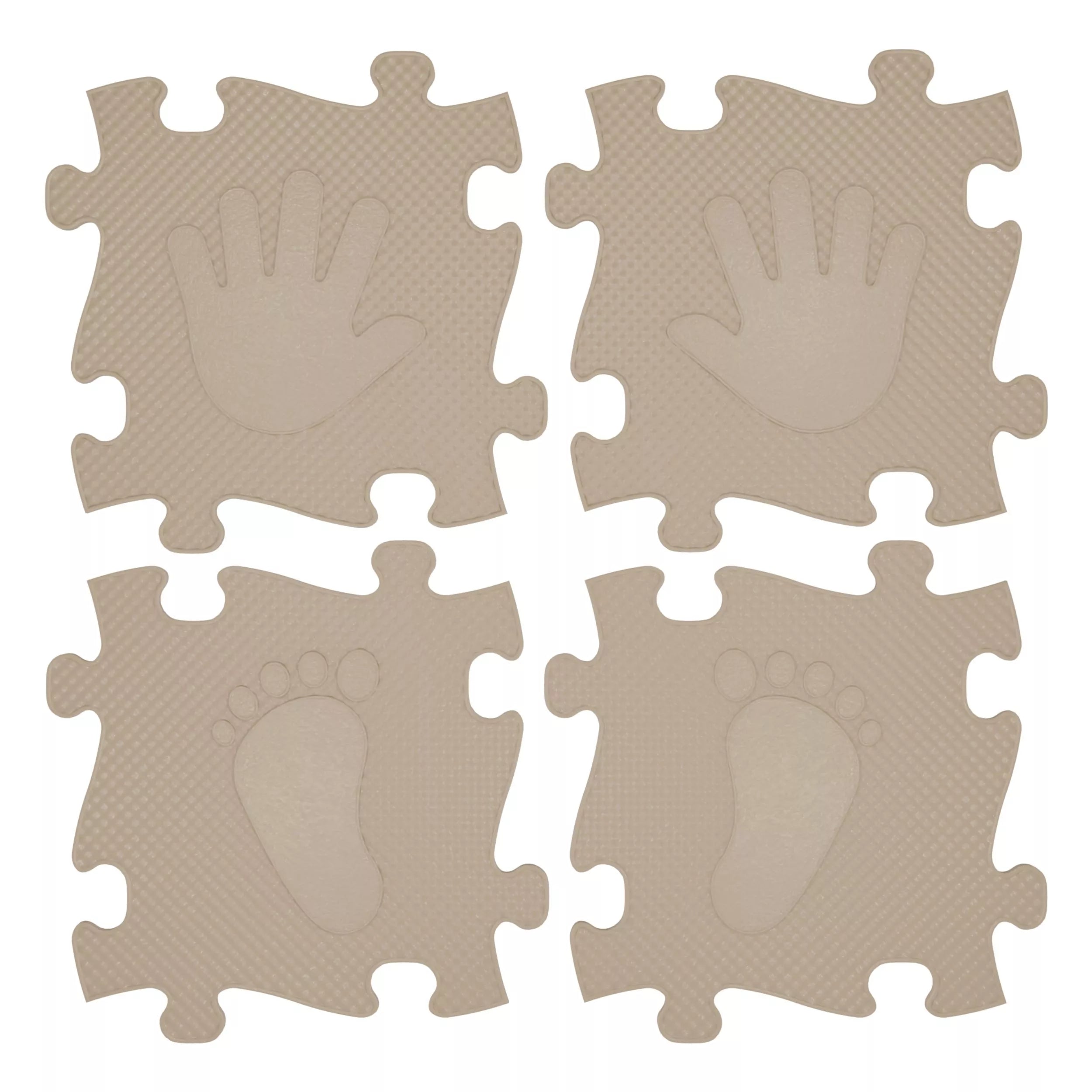 WOOPIE sensorinis kilimėlis ortopedinis dėlionės kilimėlis rankoms ir kojoms, 16 detalių – smėlio spalvos